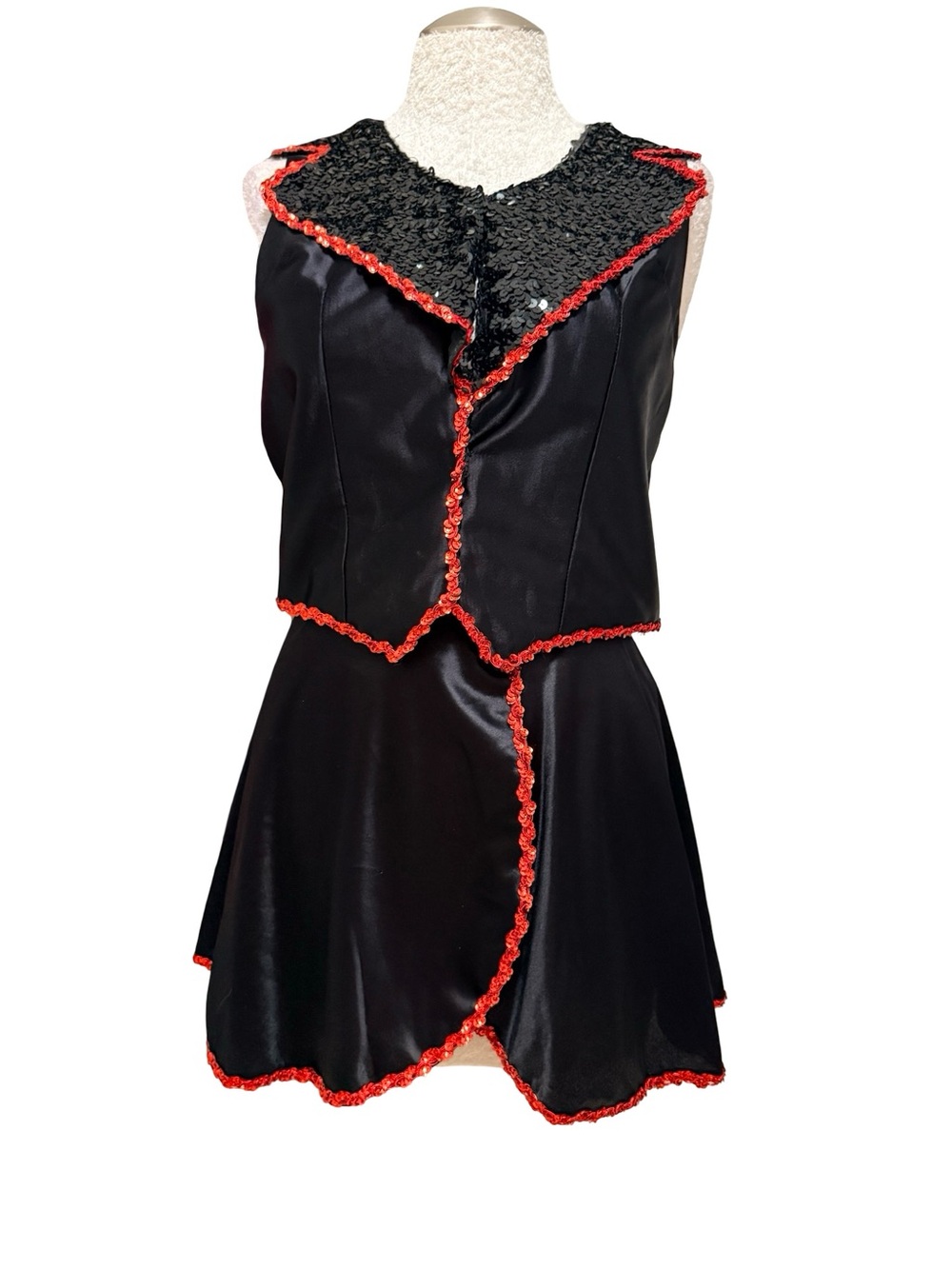 Vintage Black Dress with Red Trim - Sleeveless Two-Piece Style
